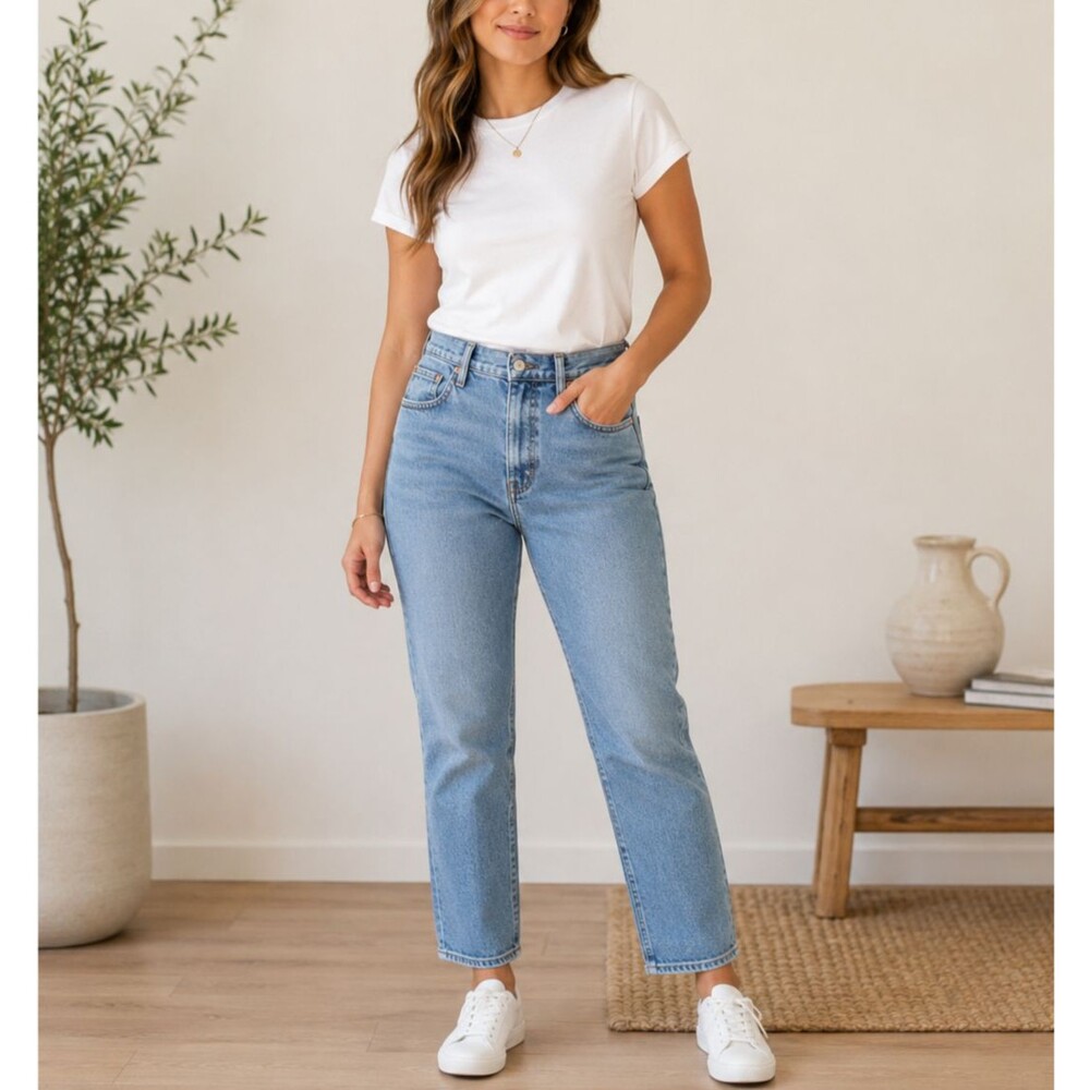 Levi's Women's Ribcage Straight Ankle Jeans Light Wash High Rise 32x27